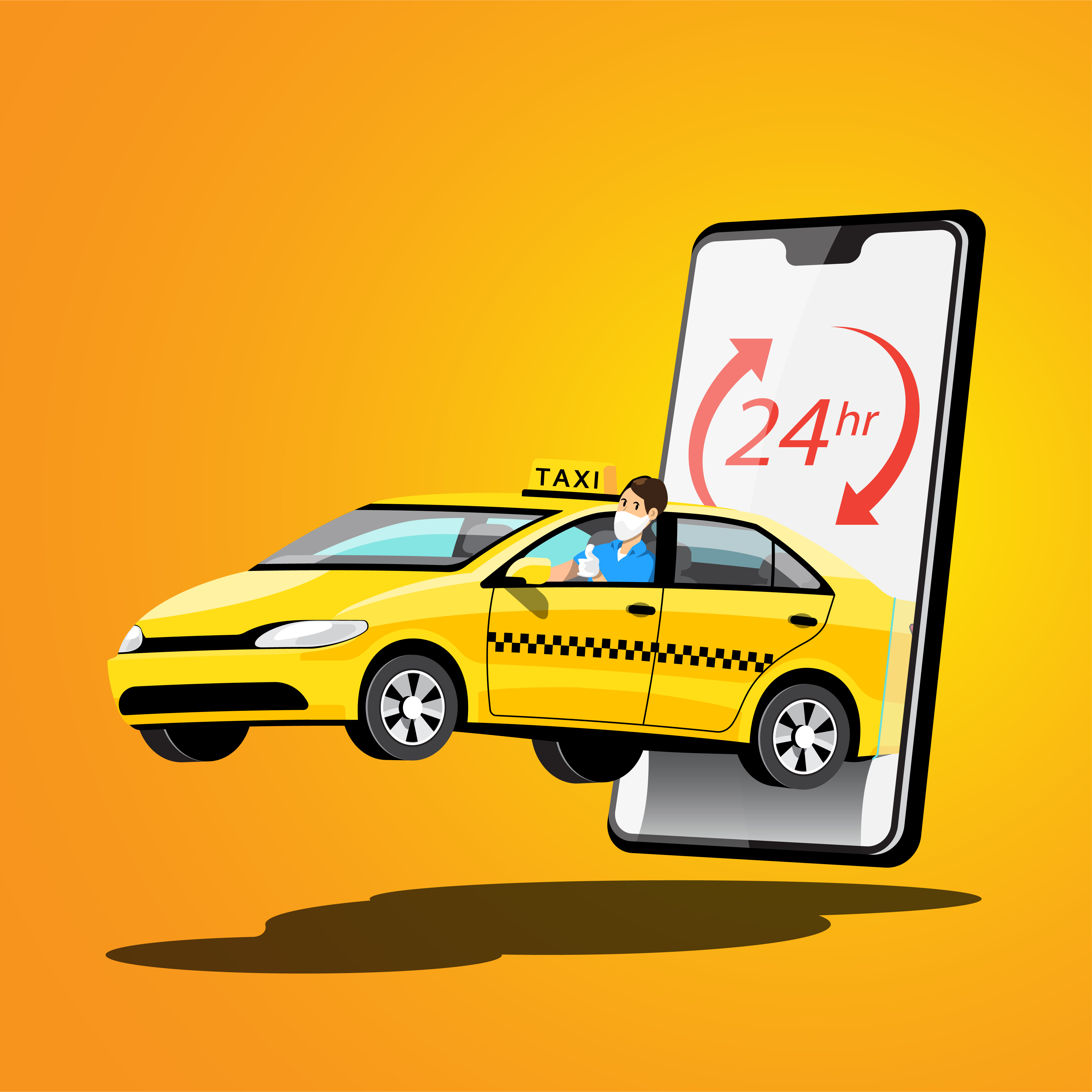 Delivery Taxi service with smartphone application vector